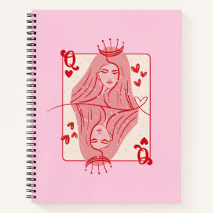 Königin der Künste Rot und Rosa Preppy Art Notizbuch