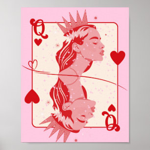 Königin der Künste Rot und Rosa Preppy Art Poster