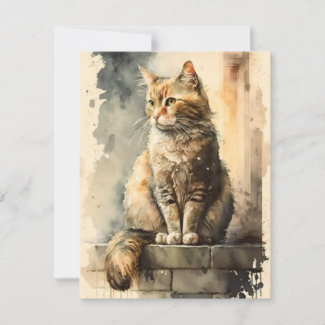 Königin der Perchkatze in Aquarellen Feiertagskarte (Vorderseite)