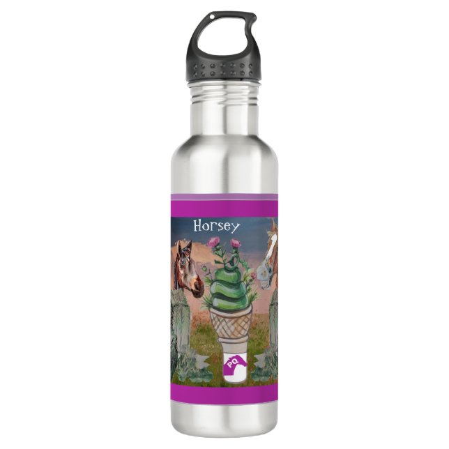 Königin der Pferdeprairie, niedlicher Graskonus un Edelstahlflasche (Vorderseite)