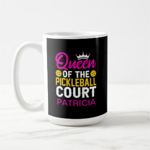 Königin der Pickleball Court Fun Monogram Name Kaffeetasse