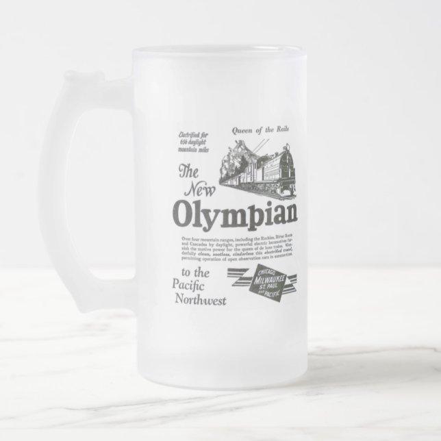 Königin der Schienen - neuer Olympier 1929 Mattglas Bierglas (Links)