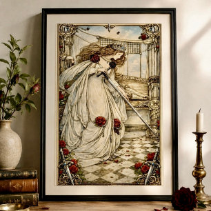 Königin der Schwerter Tarotkarte Art Nouveau Vinta Poster