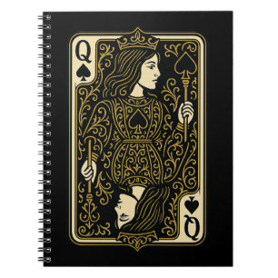 Königin der Spades — Black & Gold Royal Filigree Notizblock
