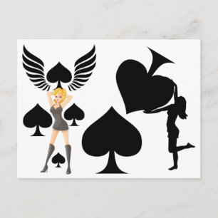 Königin der Spades Holding Black Ace Postkarte