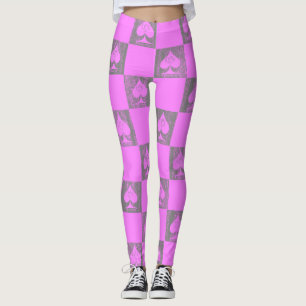 Königin der Spades Leggings Pink Fade Schachbretts