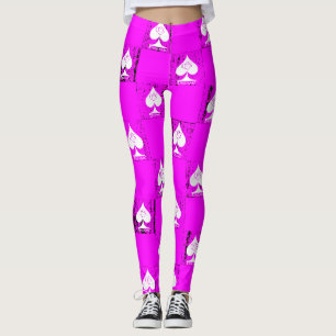 Königin der Spades Leggings Rosa Weiße Schachbrett