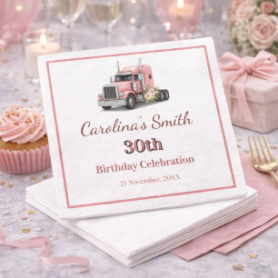 Königin der Straße Geburtstag Weiblicher LKW-Fahre Serviette