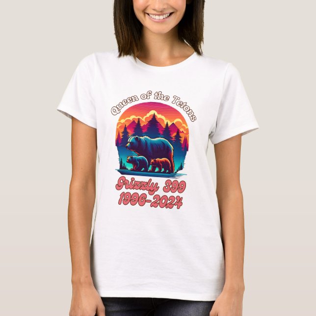 Königin der Tetons Grizzly 399 Tribute 1996-2024 T-Shirt (Vorderseite)