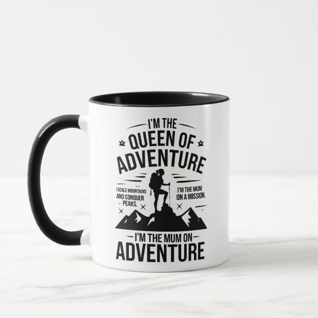 Königin des Abenteuer-Wander-Mutter-Typografie-Des Tasse (Links)