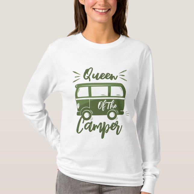 Königin des Campers, Geschenk für Camper Queen T-Shirt (Vorderseite)