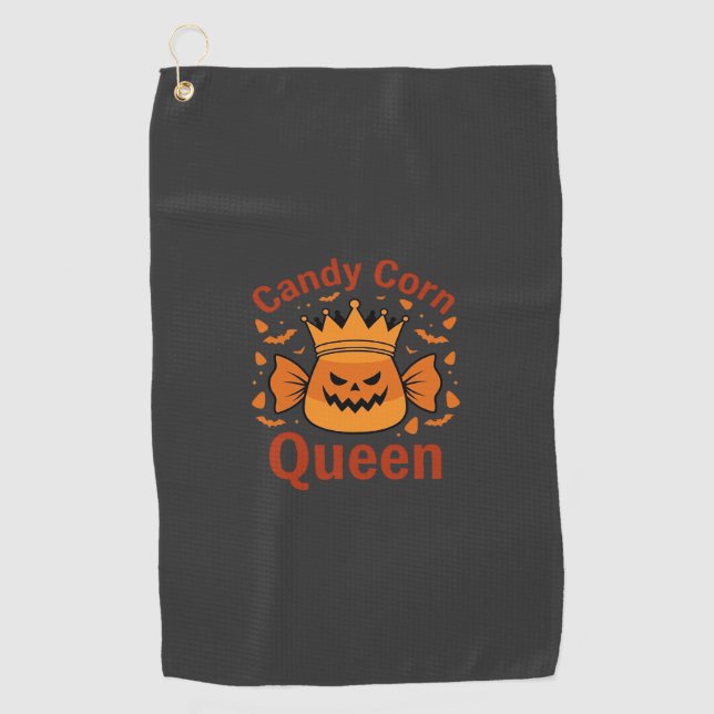 Königin des Candy Corn Halloween-Krone Fledermäuse Golfhandtuch (Vorderseite)