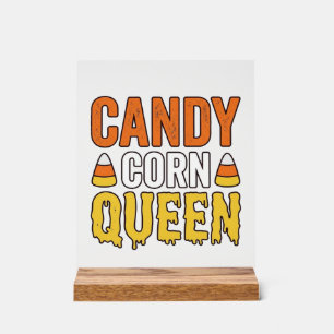Königin des Candy Corn Vintage-Halloween-T-Shirt-D Acrylschild