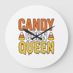 Königin des Candy Corn Vintage-Halloween-T-Shirt-D Große Wanduhr