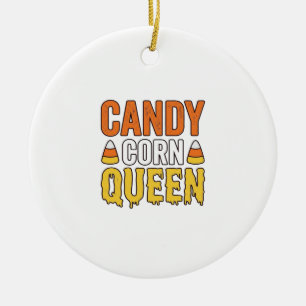 Königin des Candy Corn Vintage-Halloween-T-Shirt-D Keramik Ornament