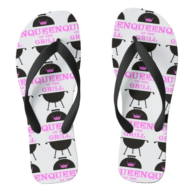 Königin des Grills, rosa Kronenrosa Flip Flops (Fußbett)