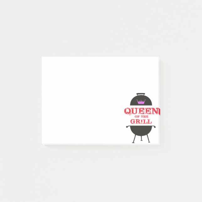 Königin des Grills, rosa Kronenrot Post-it Klebezettel (Vorderseite)