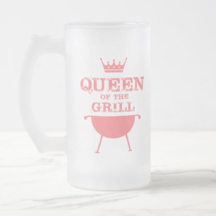 Königin des Grills, rosa Mattglas Bierglas