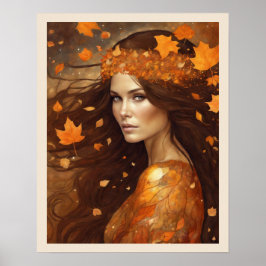 Königin des Herbstwaldes Frau Art Nuevo Print 2b Poster