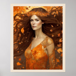 Königin des Herbstwaldes Frau Art Nuevo Print Poster