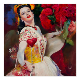 Königin des Herzens AI Gemälde Poster