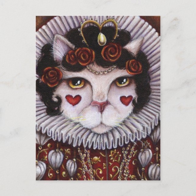 Königin des Herzens Cat Alice Wonderland Fantasy A Postkarte (Vorderseite)