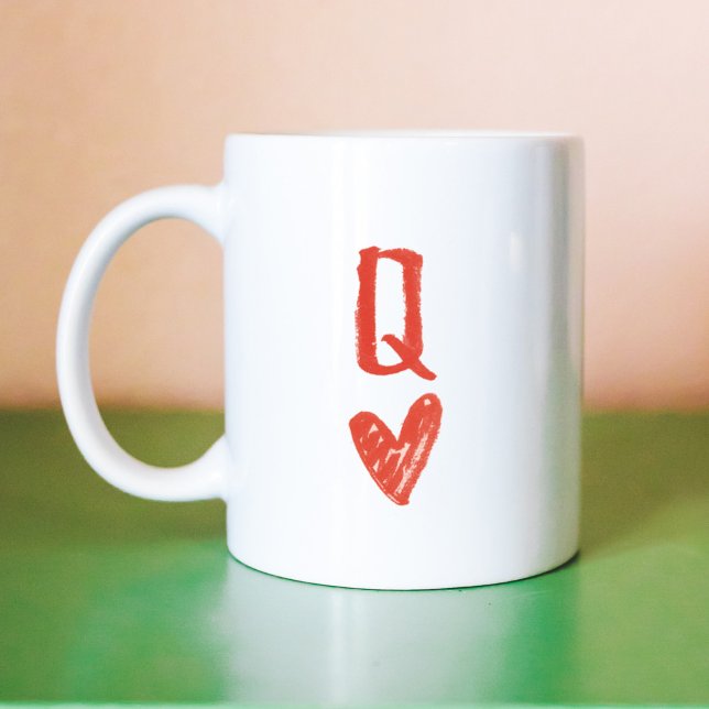 Königin des Herzens Hand Gezeichnet Kaffeetasse (Queen of Hearts Hand-Drawn Coffee Mug)