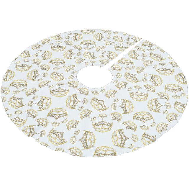 Königin des Herzens Kronen-Tiara-Baummusterrock Polyester Weihnachtsbaumdecke (Schrägansicht)