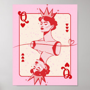 Königin des Herzens Rot und Rosa Poster