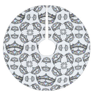 Königin des Herzens Silber Kronen Tiaras weißen Ba Polyester Weihnachtsbaumdecke