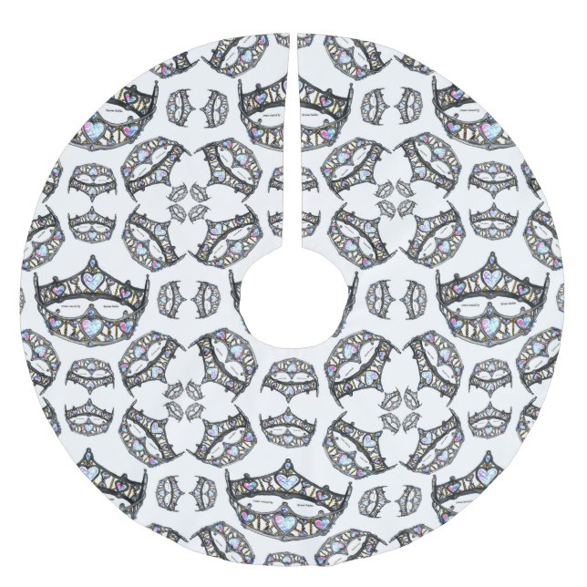 Königin des Herzens Silber Kronen Tiaras weißen Ba Polyester Weihnachtsbaumdecke (Vorderseite)