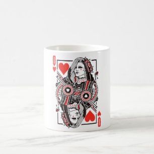 Königin des Herzens, überspannte Grafik, Spielkart Kaffeetasse