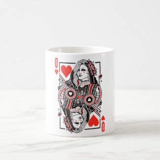 Königin des Herzens, überspannte Grafik, Spielkart Kaffeetasse