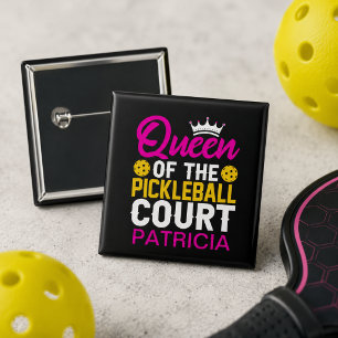 Königin des Pickleball Courts Personalisierter Nam Button