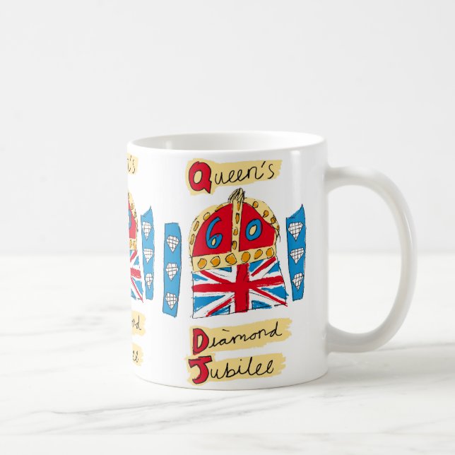 Königin-Diamant-Jubiläumsemblem Kaffeetasse (Rechts)