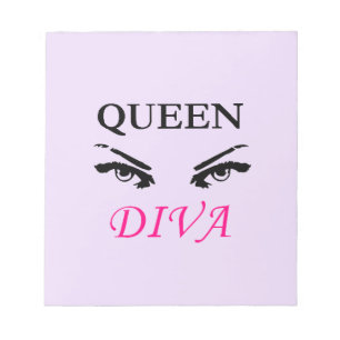 Königin Diva schwarz-rosa Logo mit femininen Augen Notizblock