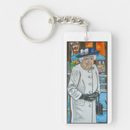 Königin Elisabeth am Bahnhof Paddington Schlüsselanhänger