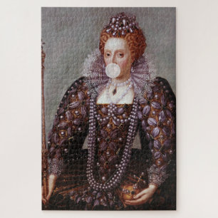 Königin Elisabeth I. bläst weißen Kaugummi Puzzle