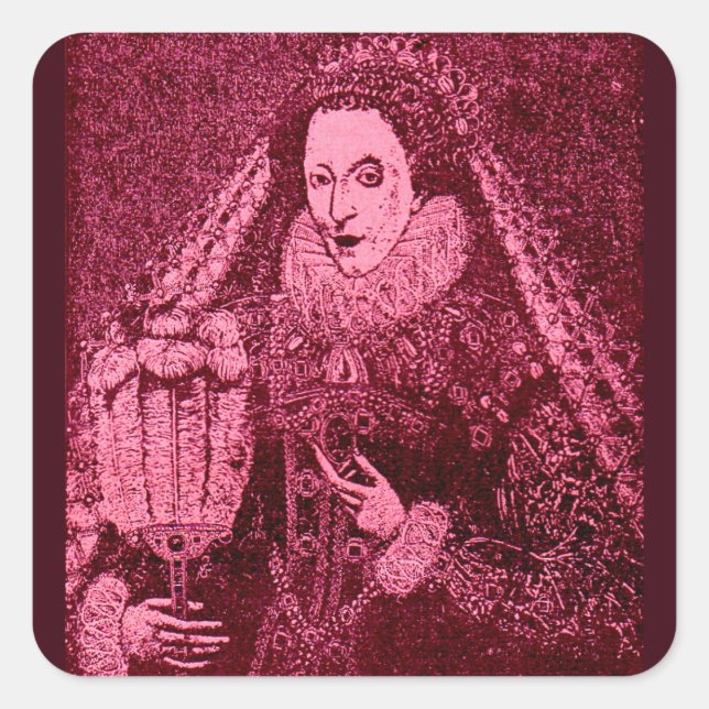 Königin Elisabeth I. in Rosa Quadratischer Aufkleber (Vorderseite)