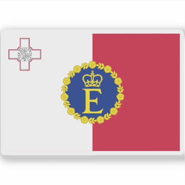Königin Elisabeth II. Flagge für Malta (1967) Aufkleber (Vorderseite)