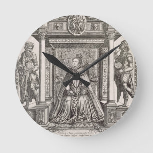Königin Elizabeth I (1533-1603) als Gönner von Runde Wanduhr