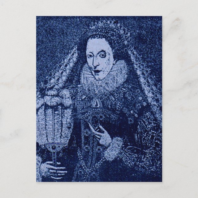 Königin Elizabeth I. blau Postkarte (Vorderseite)
