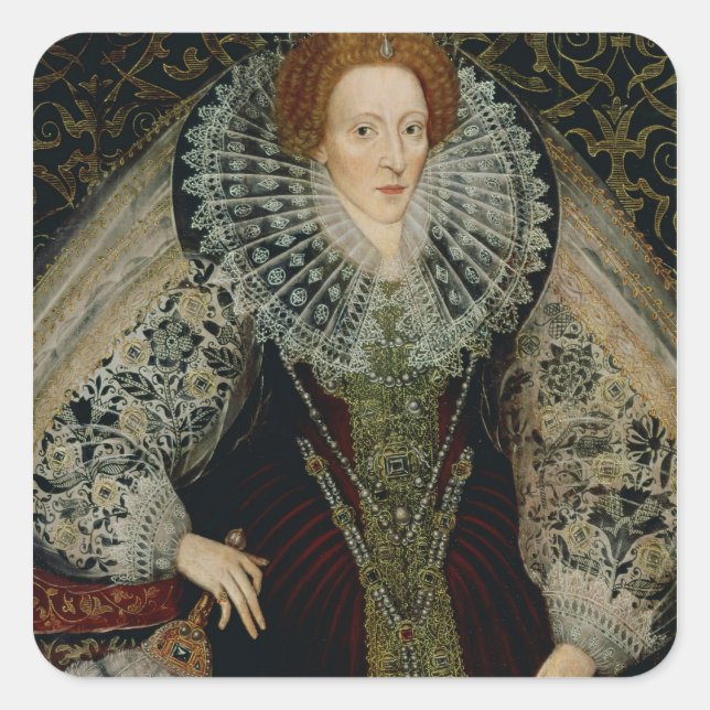 Königin Elizabeth I., c.1585-90 Quadratischer Aufkleber (Vorderseite)