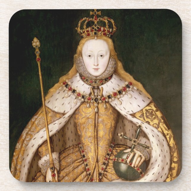 Königin Elizabeth I in den Krönungs-Roben Getränkeuntersetzer (Vorderseite)