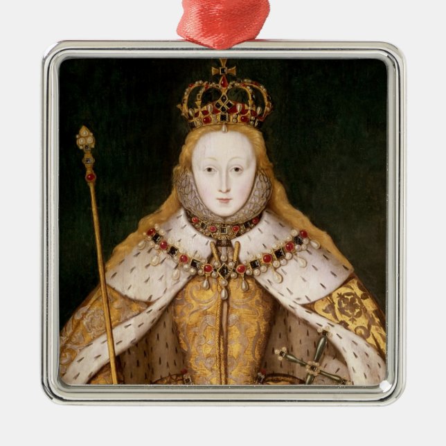 Königin Elizabeth I in den Krönungs-Roben Silbernes Ornament (Vorne)
