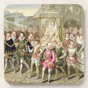 Königin Elizabeth I in der Prozession mit ihren Getränkeuntersetzer