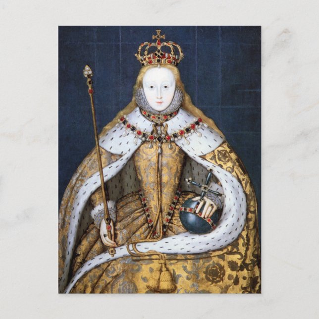 Königin Elizabeth I. von England in Coronation Rob Postkarte (Vorderseite)