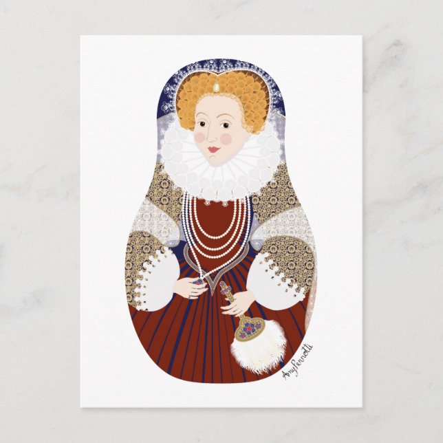 Königin Elizabeth I. von England Matryoshka Postca Postkarte (Vorderseite)