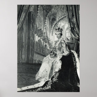 Königin Elizabeth II. mit Koronationsregalia Poster