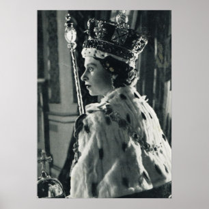 Königin Elizabeth II. mit Koronationsregalia Poster
